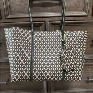 Geometric Patterned Tote Bag with Pouch